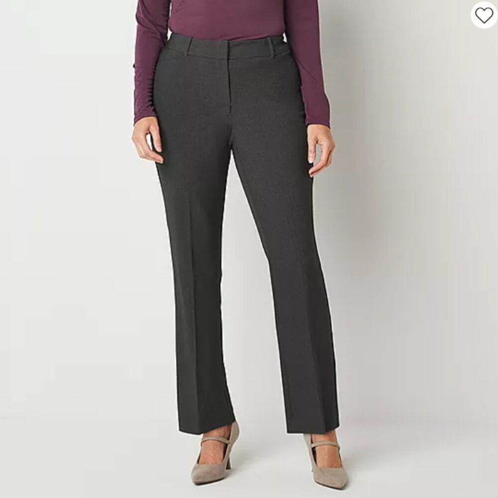 Liz Claiborne Audra Mid-Rise Curvy Trouser Charcoal Heather